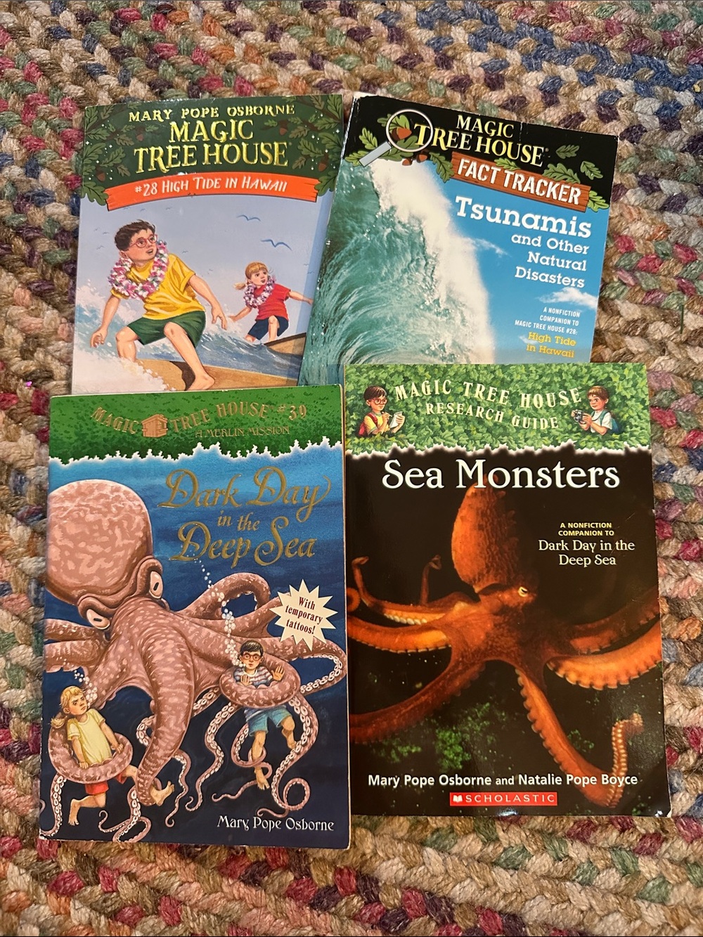 Magic Tree House 4 Book Lot Fiction Fact Tracker Hawaii Sea Monsters Homeschool